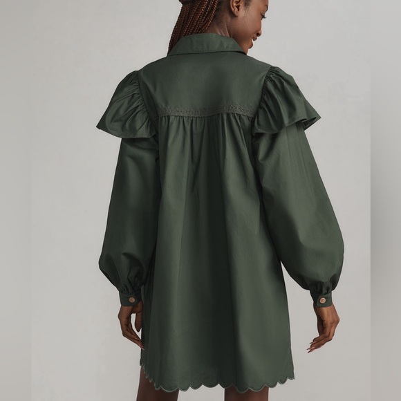 The Farm Rio x Anthropologie Long-Sleeve Ruffle Shoulder Shift Mini Dress - Picture 3 of 3